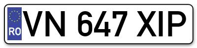 Placuta inmatriculare numar auto  VN-647-XIP, VN 647 XIP, VN647XIP