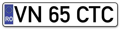 Placuta inmatriculare numar auto  VN-65-CTC, VN 65 CTC, VN65CTC