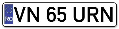 Placuta inmatriculare numar auto  VN-65-URN, VN 65 URN, VN65URN