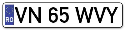Placuta inmatriculare numar auto  VN-65-WVY, VN 65 WVY, VN65WVY