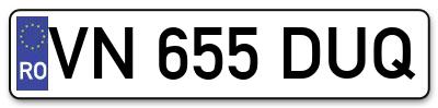Placuta inmatriculare numar auto  VN-655-DUQ, VN 655 DUQ, VN655DUQ
