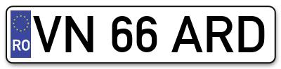 Placuta inmatriculare numar auto  VN-66-ARD, VN 66 ARD, VN66ARD