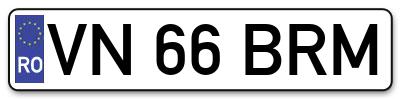 Placuta inmatriculare numar auto  VN-66-BRM, VN 66 BRM, VN66BRM