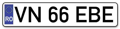 Placuta inmatriculare numar auto  VN-66-EBE, VN 66 EBE, VN66EBE