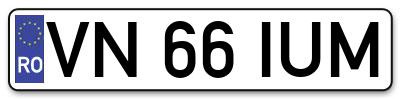 Placuta inmatriculare numar auto  VN-66-IUM, VN 66 IUM, VN66IUM