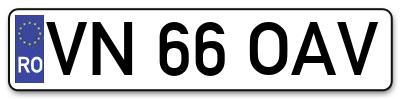 Placuta inmatriculare numar auto  VN-66-OAV, VN 66 OAV, VN66OAV