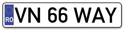 Placuta inmatriculare numar auto  VN-66-WAY, VN 66 WAY, VN66WAY
