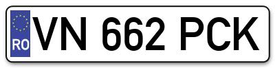 Placuta inmatriculare numar auto  VN-662-PCK, VN 662 PCK, VN662PCK