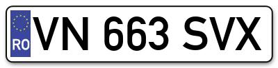 Placuta inmatriculare numar auto  VN-663-SVX, VN 663 SVX, VN663SVX