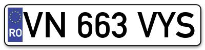 Placuta inmatriculare numar auto  VN-663-VYS, VN 663 VYS, VN663VYS