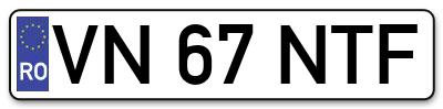 Placuta inmatriculare numar auto  VN-67-NTF, VN 67 NTF, VN67NTF