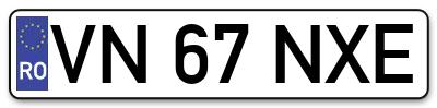 Placuta inmatriculare numar auto  VN-67-NXE, VN 67 NXE, VN67NXE