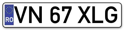 Placuta inmatriculare numar auto  VN-67-XLG, VN 67 XLG, VN67XLG