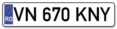 Placuta inmatriculare numar auto  VN-670-KNY, VN 670 KNY, VN670KNY