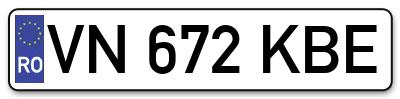Placuta inmatriculare numar auto  VN-672-KBE, VN 672 KBE, VN672KBE