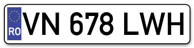 Placuta inmatriculare numar auto  VN-678-LWH, VN 678 LWH, VN678LWH