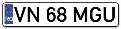 Placuta inmatriculare numar auto  VN-68-MGU, VN 68 MGU, VN68MGU