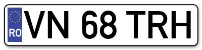 Placuta inmatriculare numar auto  VN-68-TRH, VN 68 TRH, VN68TRH