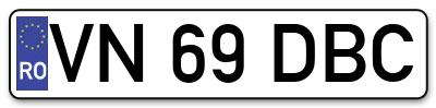 Placuta inmatriculare numar auto  VN-69-DBC, VN 69 DBC, VN69DBC