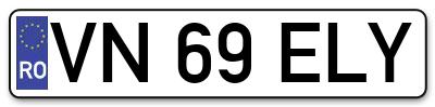 Placuta inmatriculare numar auto  VN-69-ELY, VN 69 ELY, VN69ELY