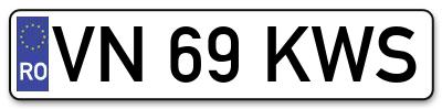Placuta inmatriculare numar auto  VN-69-KWS, VN 69 KWS, VN69KWS