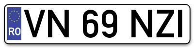 Placuta inmatriculare numar auto  VN-69-NZI, VN 69 NZI, VN69NZI