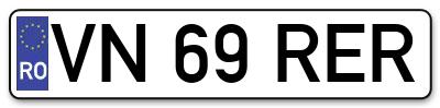 Placuta inmatriculare numar auto  VN-69-RER, VN 69 RER, VN69RER