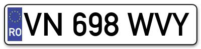 Placuta inmatriculare numar auto  VN-698-WVY, VN 698 WVY, VN698WVY