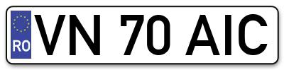 Placuta inmatriculare numar auto  VN-70-AIC, VN 70 AIC, VN70AIC