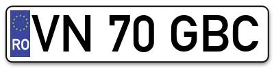 Placuta inmatriculare numar auto  VN-70-GBC, VN 70 GBC, VN70GBC