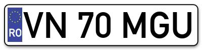 Placuta inmatriculare numar auto  VN-70-MGU, VN 70 MGU, VN70MGU