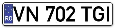 Placuta inmatriculare numar auto  VN-702-TGI, VN 702 TGI, VN702TGI