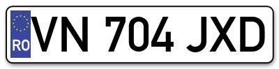 Placuta inmatriculare numar auto  VN-704-JXD, VN 704 JXD, VN704JXD