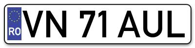 Placuta inmatriculare numar auto  VN-71-AUL, VN 71 AUL, VN71AUL