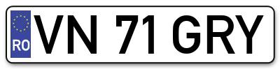 Placuta inmatriculare numar auto  VN-71-GRY, VN 71 GRY, VN71GRY