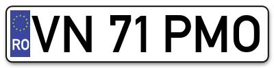 Placuta inmatriculare numar auto  VN-71-PMO, VN 71 PMO, VN71PMO