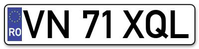 Placuta inmatriculare numar auto  VN-71-XQL, VN 71 XQL, VN71XQL
