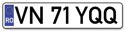 Placuta inmatriculare numar auto  VN-71-YQQ, VN 71 YQQ, VN71YQQ