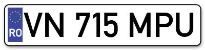 Placuta inmatriculare numar auto  VN-715-MPU, VN 715 MPU, VN715MPU
