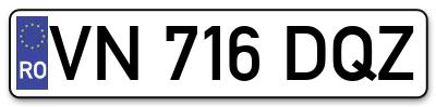 Placuta inmatriculare numar auto  VN-716-DQZ, VN 716 DQZ, VN716DQZ