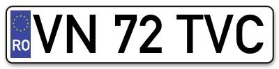 Placuta inmatriculare numar auto  VN-72-TVC, VN 72 TVC, VN72TVC