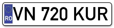 Placuta inmatriculare numar auto  VN-720-KUR, VN 720 KUR, VN720KUR