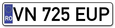 Placuta inmatriculare numar auto  VN-725-EUP, VN 725 EUP, VN725EUP