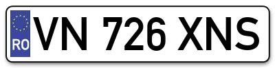 Placuta inmatriculare numar auto  VN-726-XNS, VN 726 XNS, VN726XNS