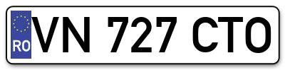 Placuta inmatriculare numar auto  VN-727-CTO, VN 727 CTO, VN727CTO