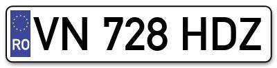 Placuta inmatriculare numar auto  VN-728-HDZ, VN 728 HDZ, VN728HDZ