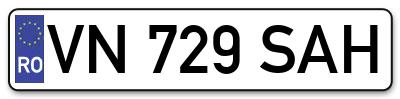 Placuta inmatriculare numar auto  VN-729-SAH, VN 729 SAH, VN729SAH