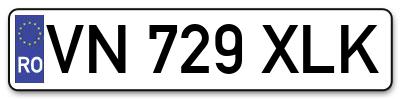Placuta inmatriculare numar auto  VN-729-XLK, VN 729 XLK, VN729XLK