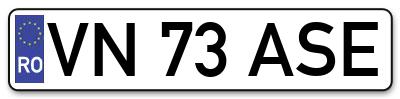 Placuta inmatriculare numar auto  VN-73-ASE, VN 73 ASE, VN73ASE