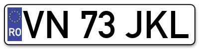 Placuta inmatriculare numar auto  VN-73-JKL, VN 73 JKL, VN73JKL